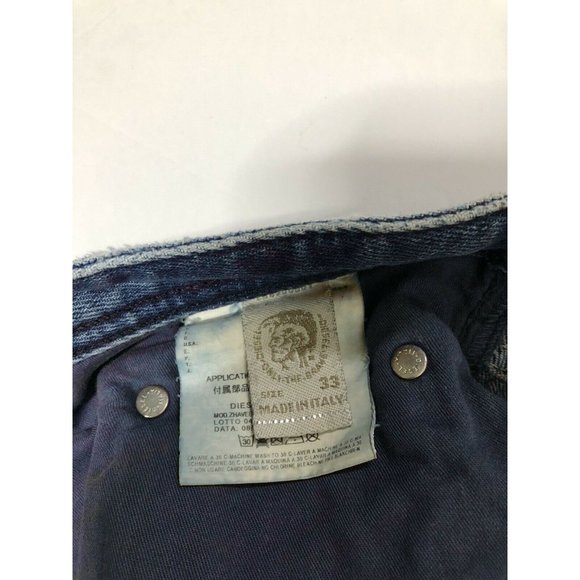Diesel Industry Zhavee Mens 33x29 Blue Denim Jeans Button Fly Straight Leg - Picture 8 of 11